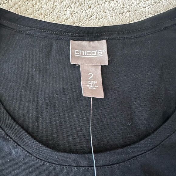 Chico's Black Graphic Relaxed Short Sleeve Tee - Picture 2 of 3